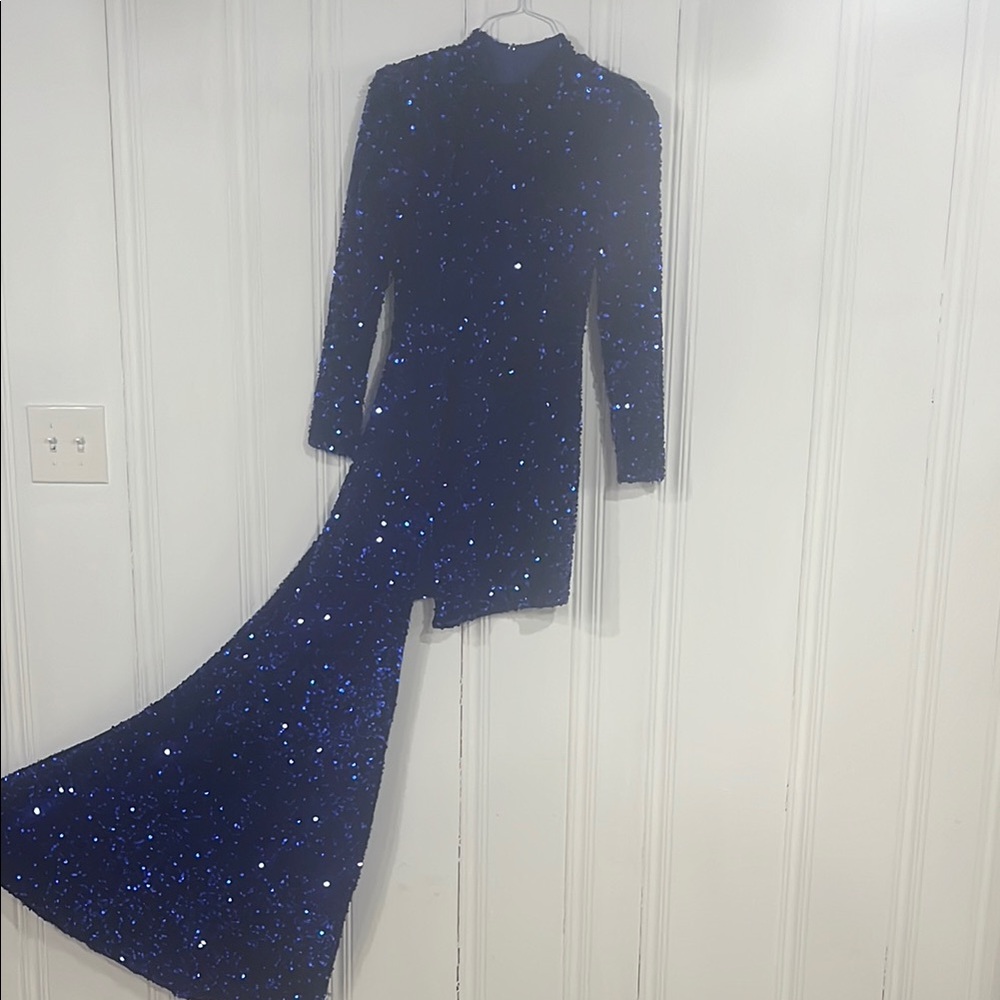 Elegant Blue Sequin Dress